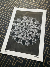 Image 1 of Original ink and pencil mandala drawing A5 size