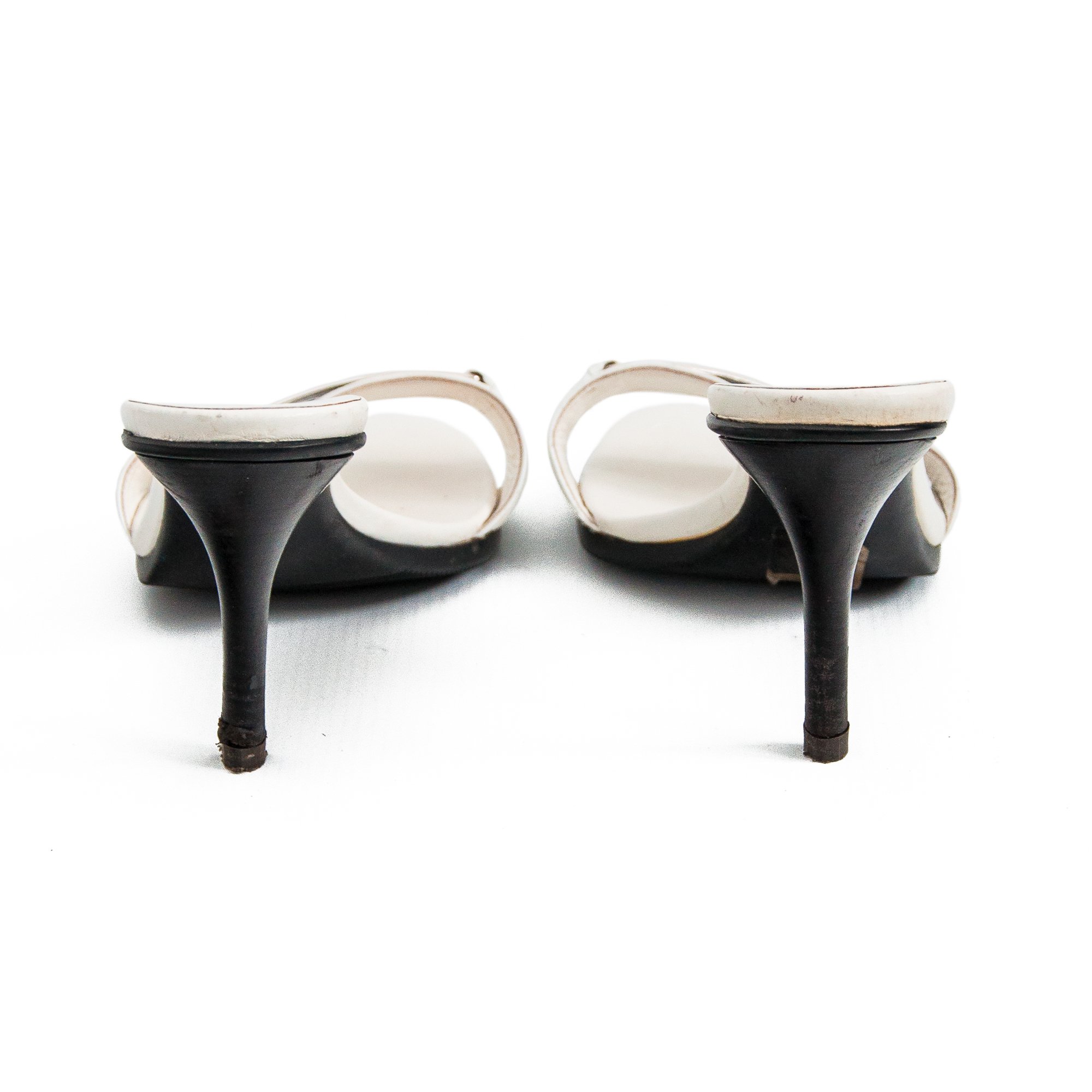 Image of Christian Dior 2006 White Leather High Heel Mules size 38.5