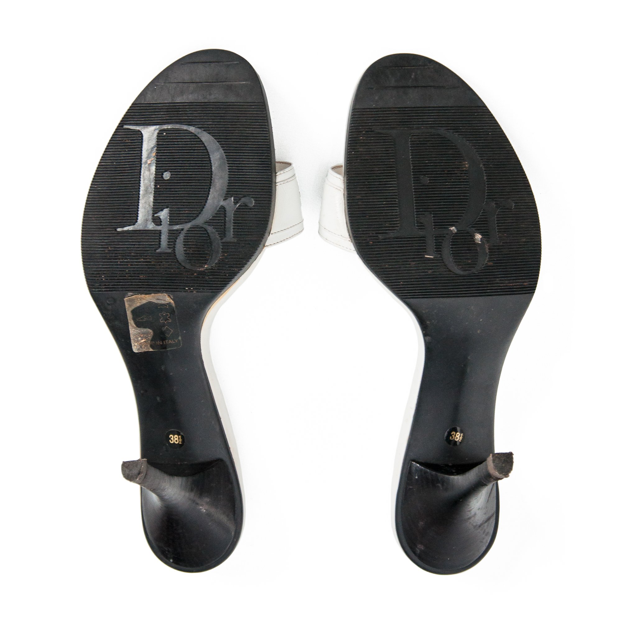 Image of Christian Dior 2006 White Leather High Heel Mules size 38.5