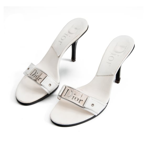 Image of Christian Dior 2006 White Leather High Heel Mules size 38.5