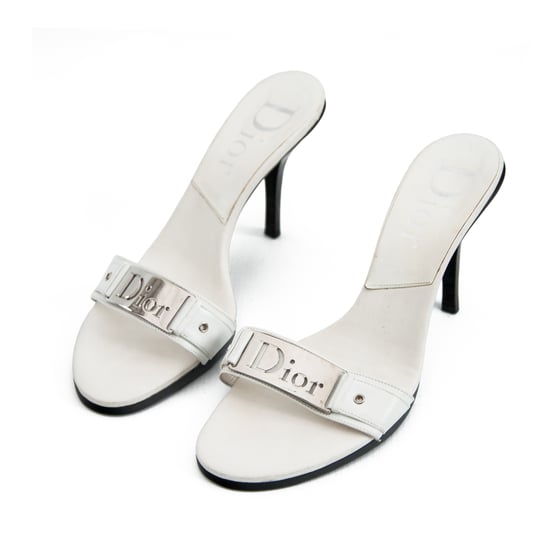 Image of  Christian Dior 2006 White Leather High Heel Mules size 38.5