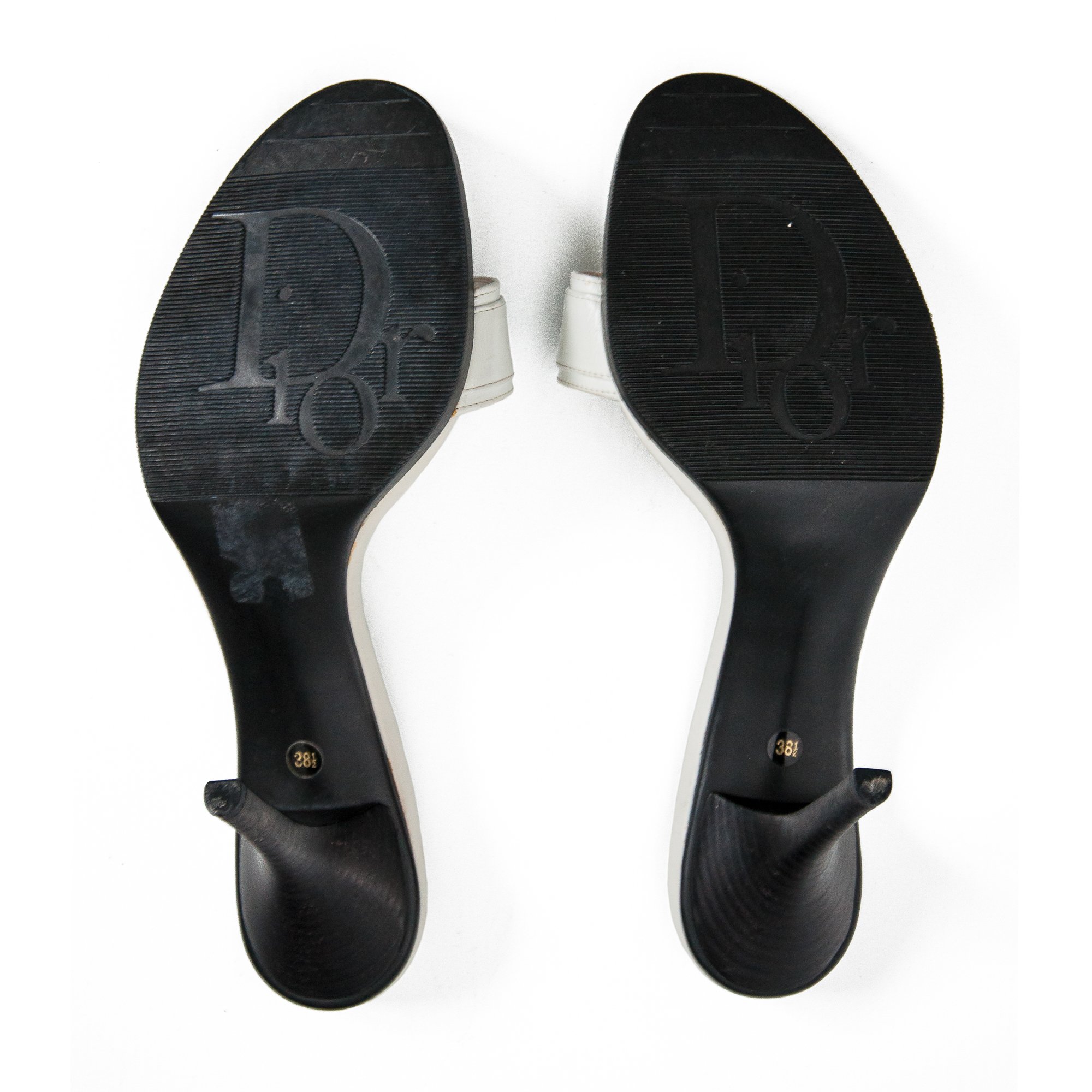 Image of  Christian Dior 2006 White Leather High Heel Mules size 38.5