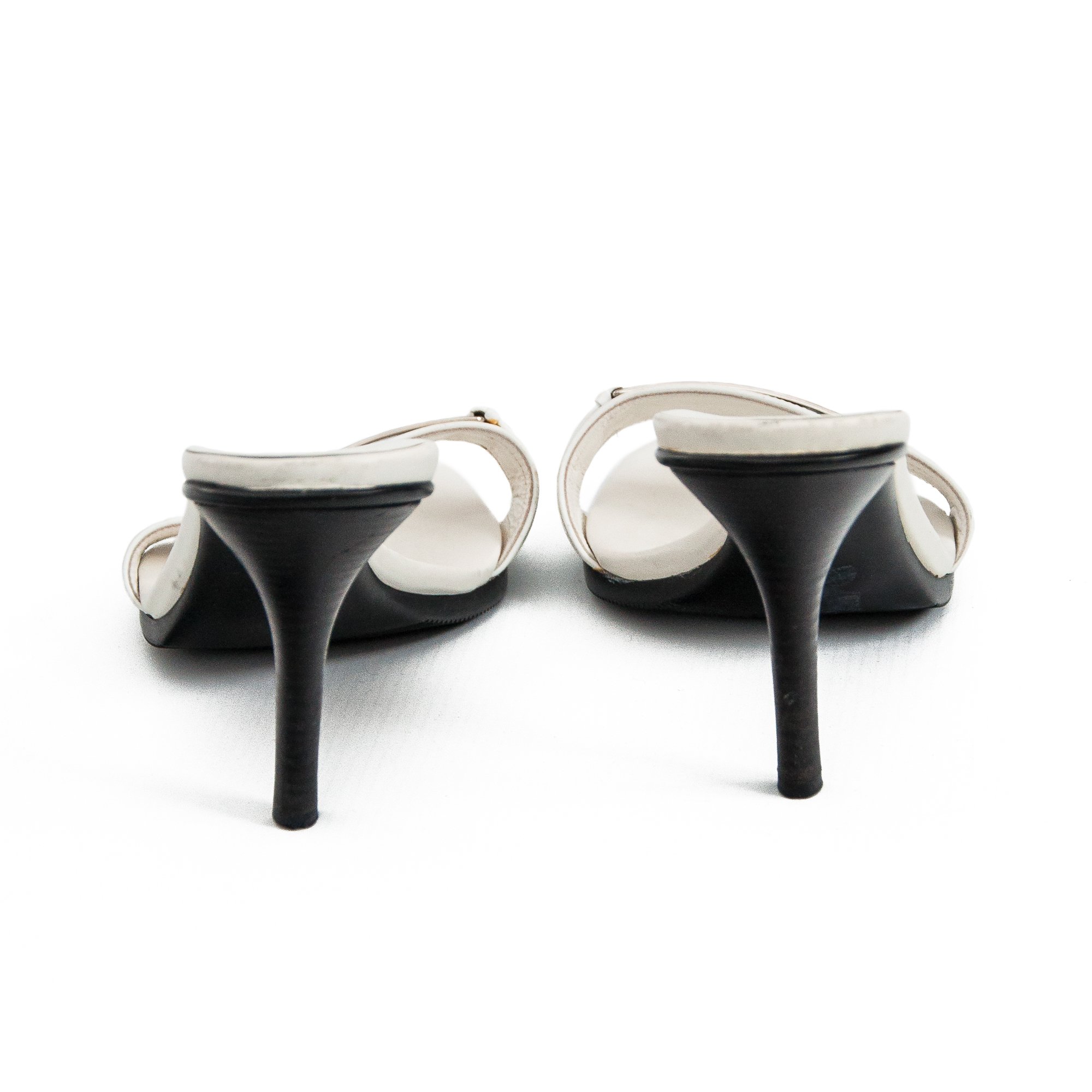 Image of  Christian Dior 2006 White Leather High Heel Mules size 38.5