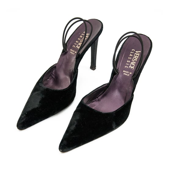 Image of Versace V2 Black Velvet Pointed High Heels size 41