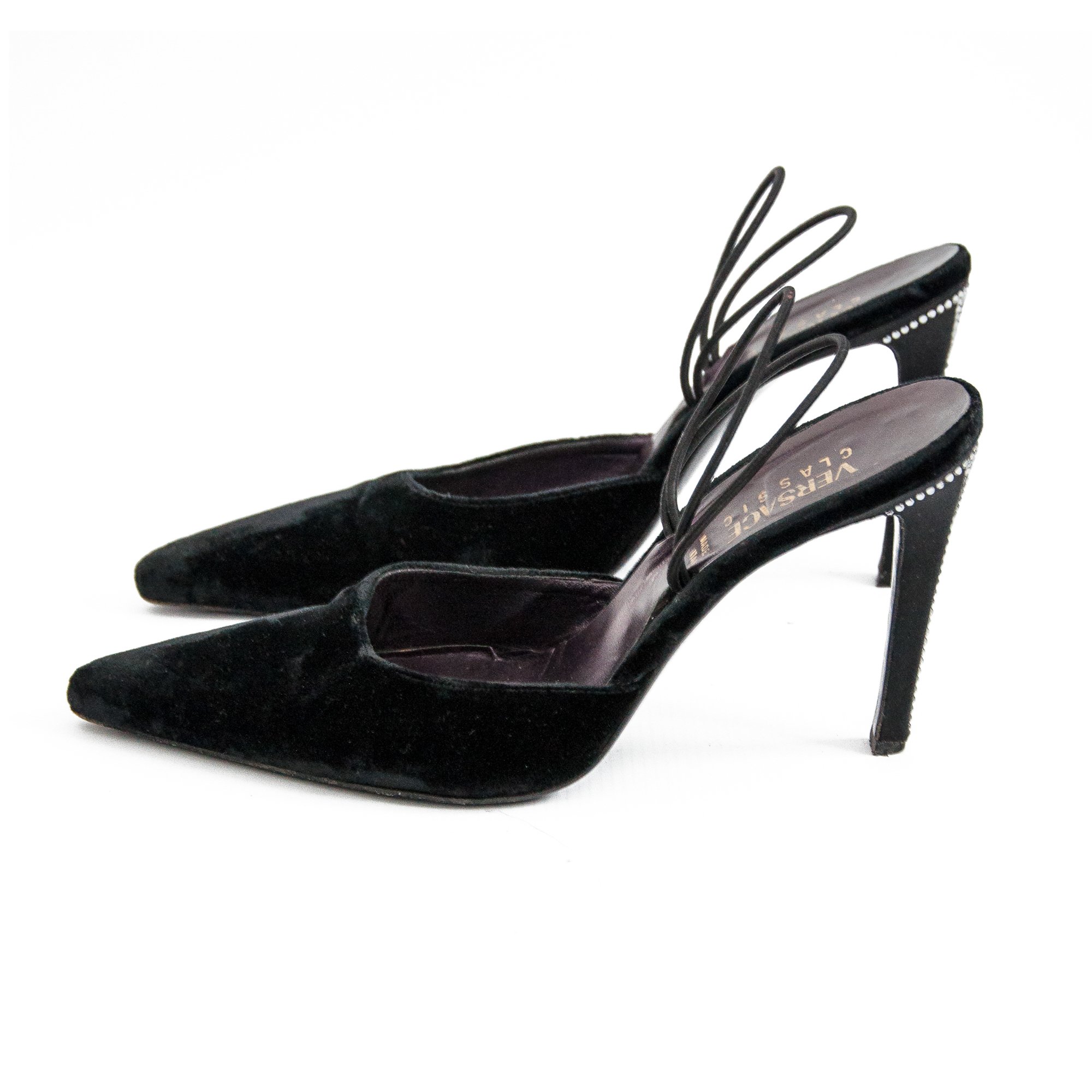 Image of Versace V2 Black Velvet Pointed High Heels size 41