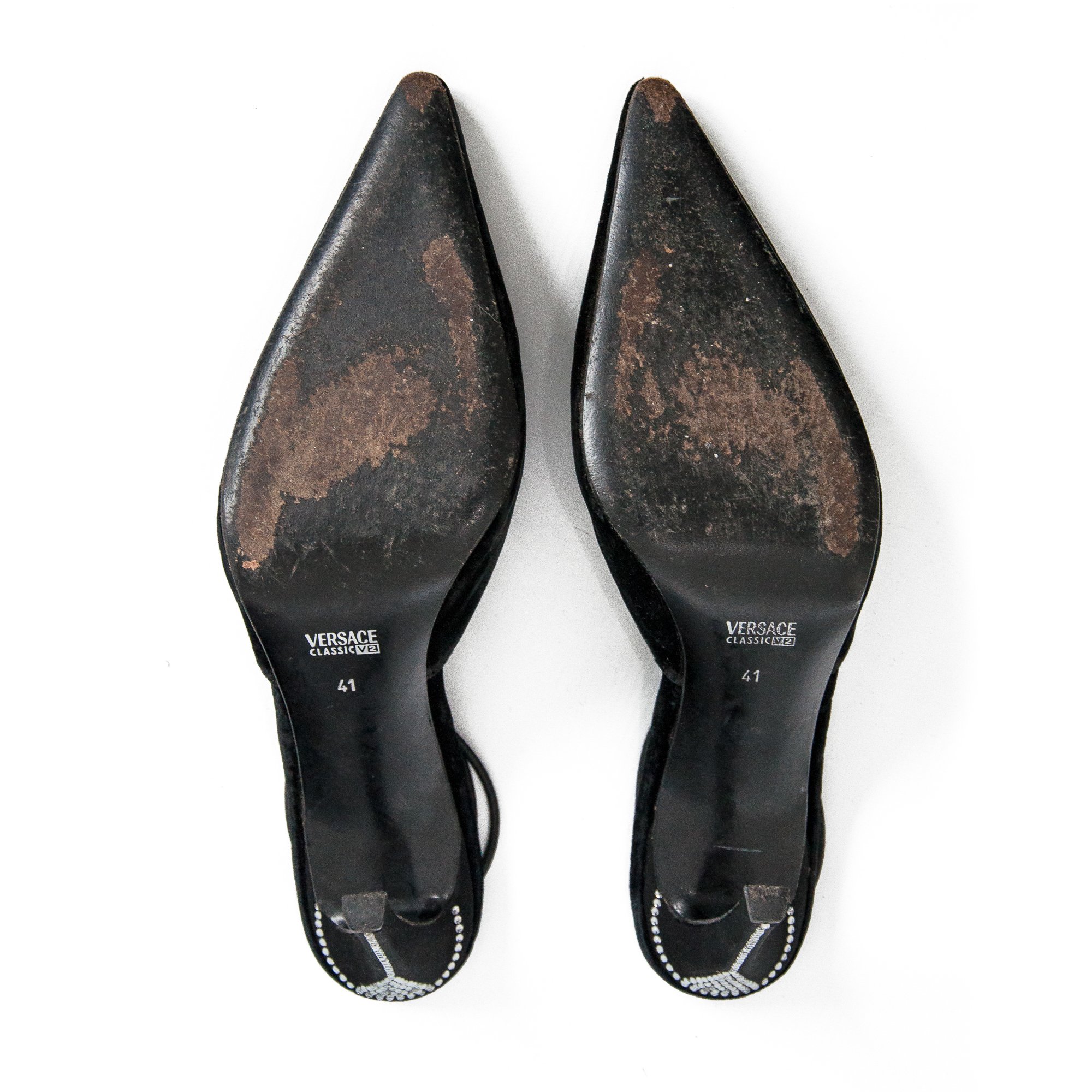 Image of Versace V2 Black Velvet Pointed High Heels size 41