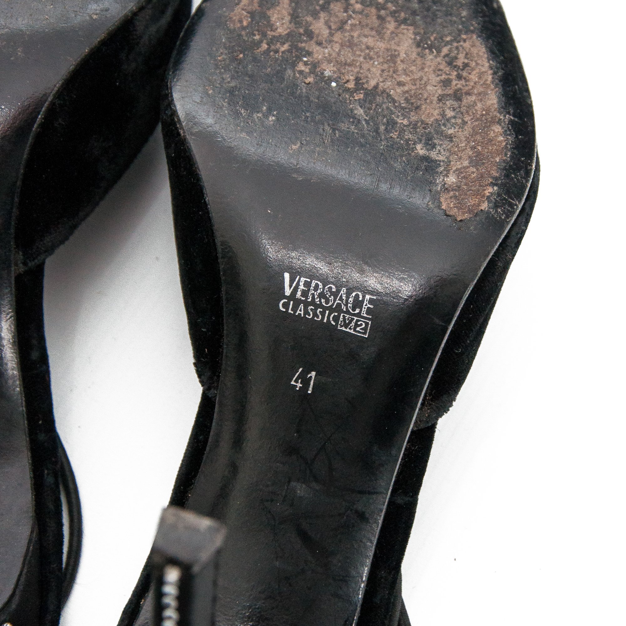 Image of Versace V2 Black Velvet Pointed High Heels size 41