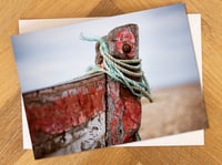 Aldeburgh Greeting Card. Rope on a Fishing Boat on Aldeburgh Beach. Suffolk Coast