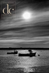 Orford Print. Contre-jour of Orford Boats.