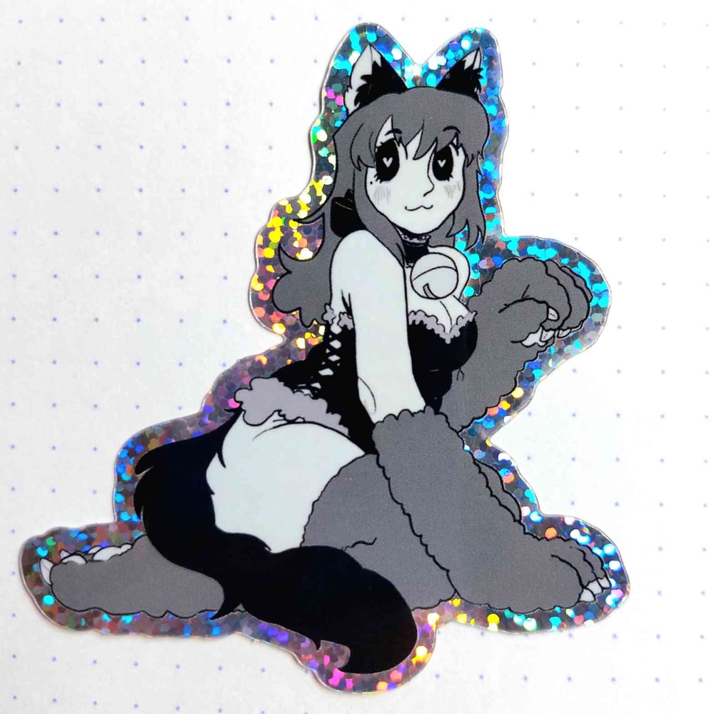 Holographic Cat Girl Sticker