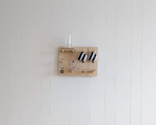 Image of Birch Plywood Wooden Pegboard Shelving Display