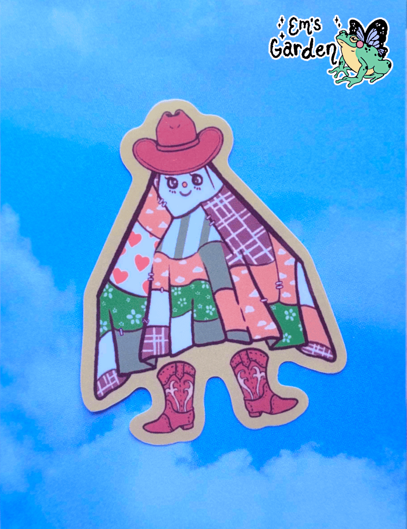 Image of Patchwork Cowboy Ghost Vinyl Waterproof Sticker