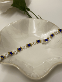 Image 2 of Royal Blue flower bracelet