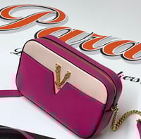 Image 2 of Versace Pink Purse With Gold Chain