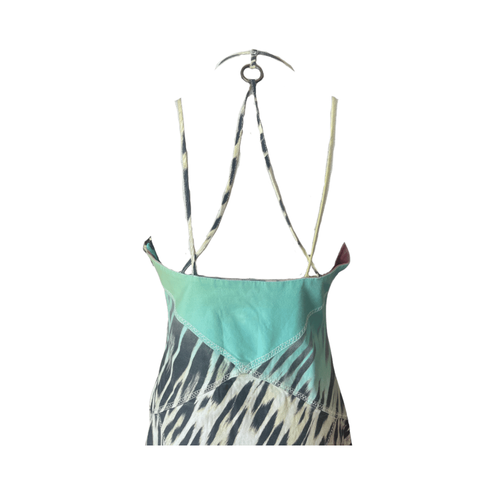 Image of RARE ROBERTO CAVALLI RAINBOW COTTON LEOPARD MIDI DRESS