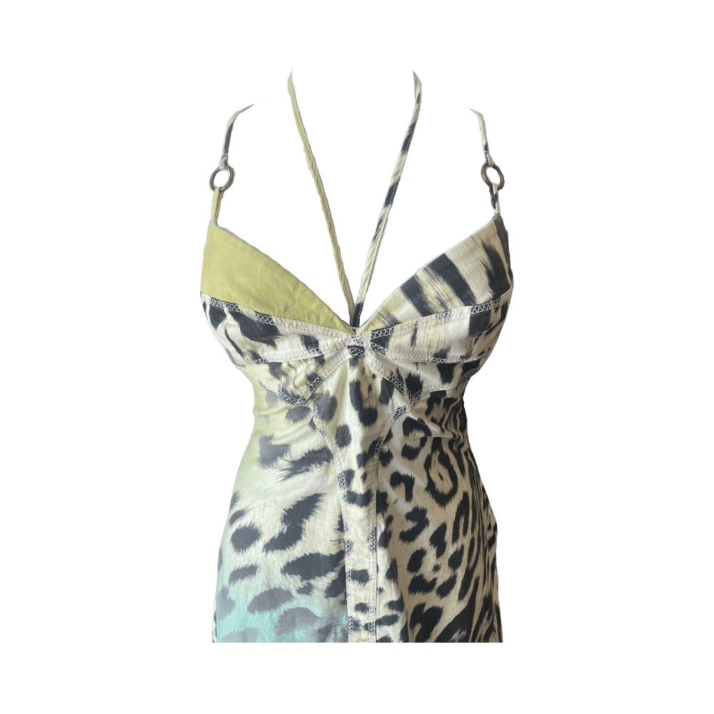RARE ROBERTO CAVALLI RAINBOW COTTON LEOPARD MIDI DRESS | Ciao Cherub RARE ROBERTO CAVALLI RAINBOW COTTON LEOPARD MIDI DRESS | Ciao Cherub