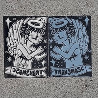 Image 1 of Transmasc Angel Original Linocut Postcard