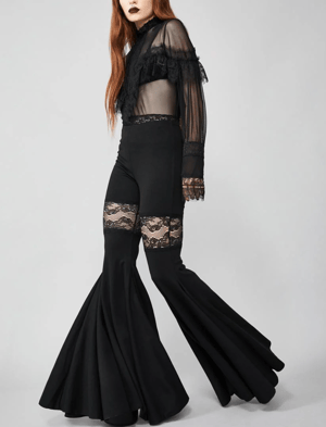 Image of lace cut out wide bell bottoms
