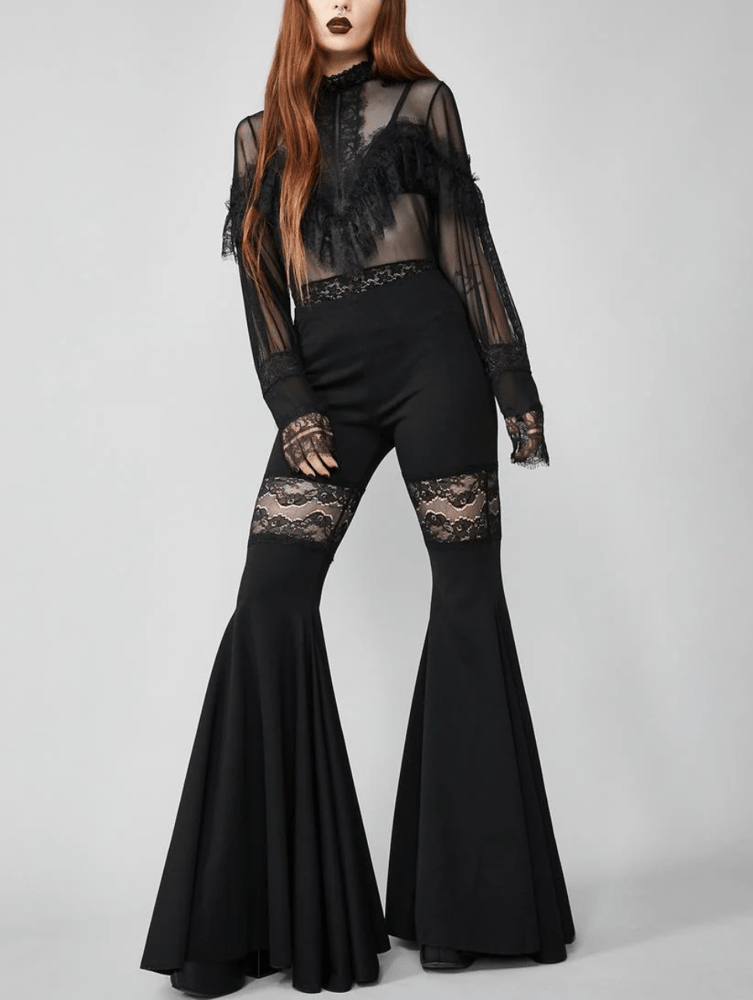 Image of lace cut out wide bell bottoms