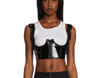 Image 5 of black patent leather underbust from photoshoots and stage