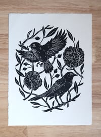 Birds of a Feather Linocut Print