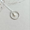 Fresh water pearl silver circle necklace