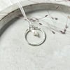 Fresh water pearl silver circle necklace