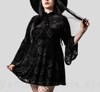 Image 3 of velvet fillagree bell sleeve dress