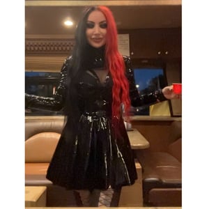 Image of black patent leather underbust from photoshoots and stage