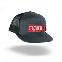 Image 1 of "Shop" Red - Charcoal/Black Flatbill Snapback