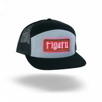 Image 1 of "Shop" Red - Heathered Grey/Black Flatbill Snapback