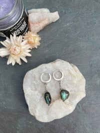 Image 1 of Huggie Labradorite Earrings