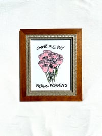 Image of “MY FLOWERS” hand silkscreened framed print 