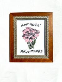 Image of “MY FLOWERS” hand silkscreened framed print 