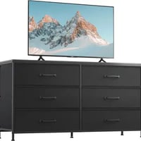 grey dresser with TV stand