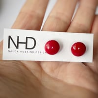 Image 2 of Opaque Red Stud Earrings