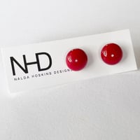 Image 3 of Opaque Red Stud Earrings