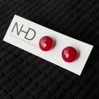 Image 6 of Opaque Red Stud Earrings