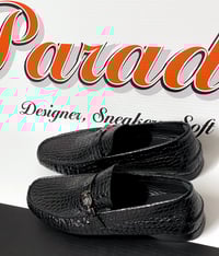 Image 4 of Versace Black Leather Driver Loafers (Mens Size 11)