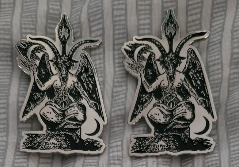 Image of Baphomet limited edition shaped enamel pin 