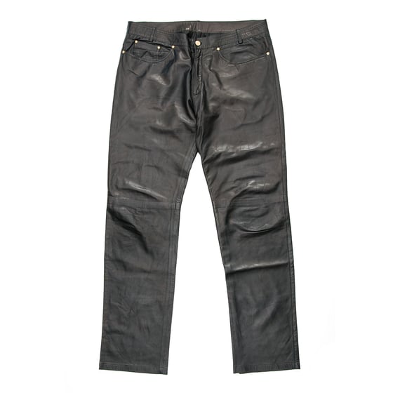 Image of Gianni Versace Men's Black Leather Trousers 