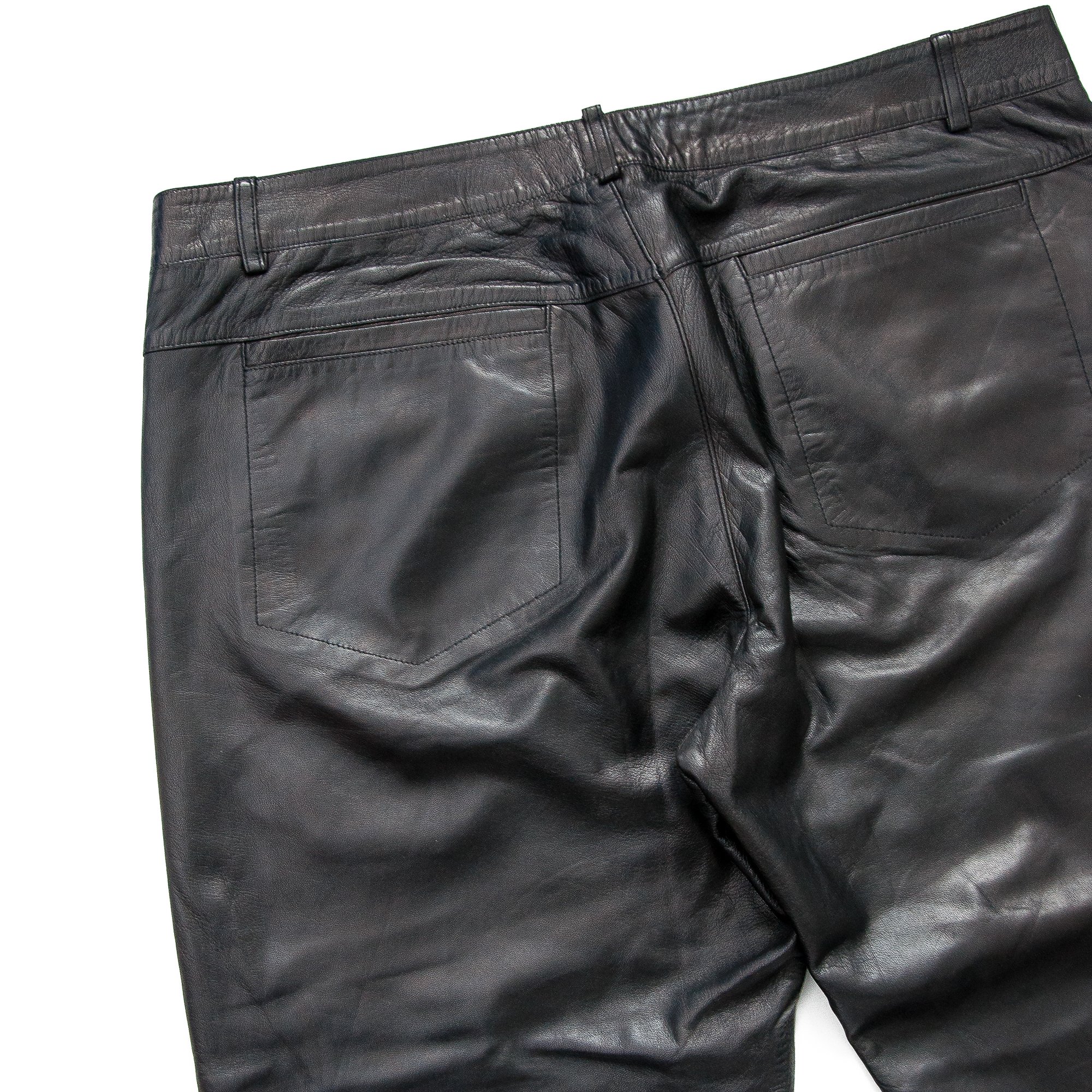 Image of Gianni Versace Men's Black Leather Trousers 