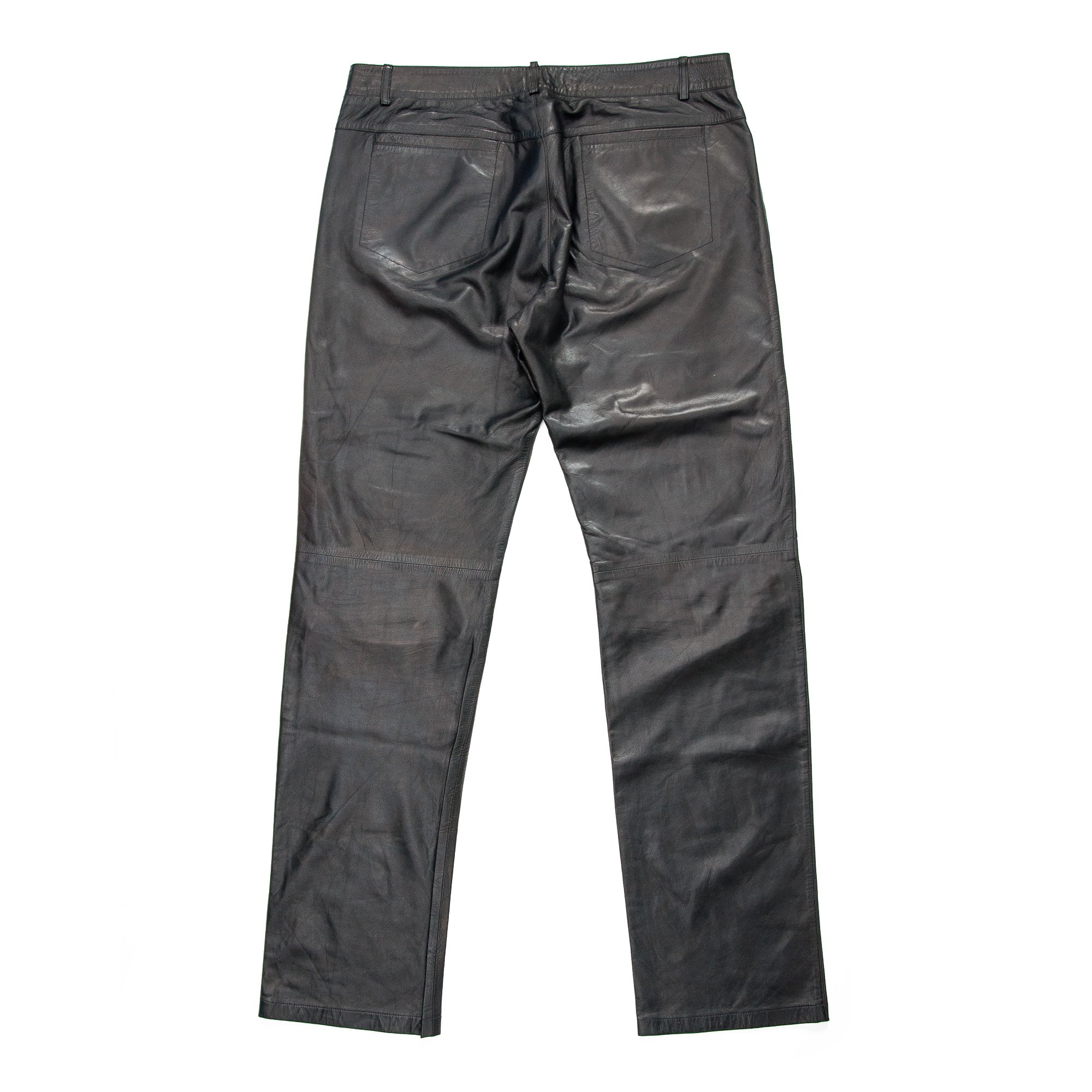 Image of Gianni Versace Men's Black Leather Trousers 