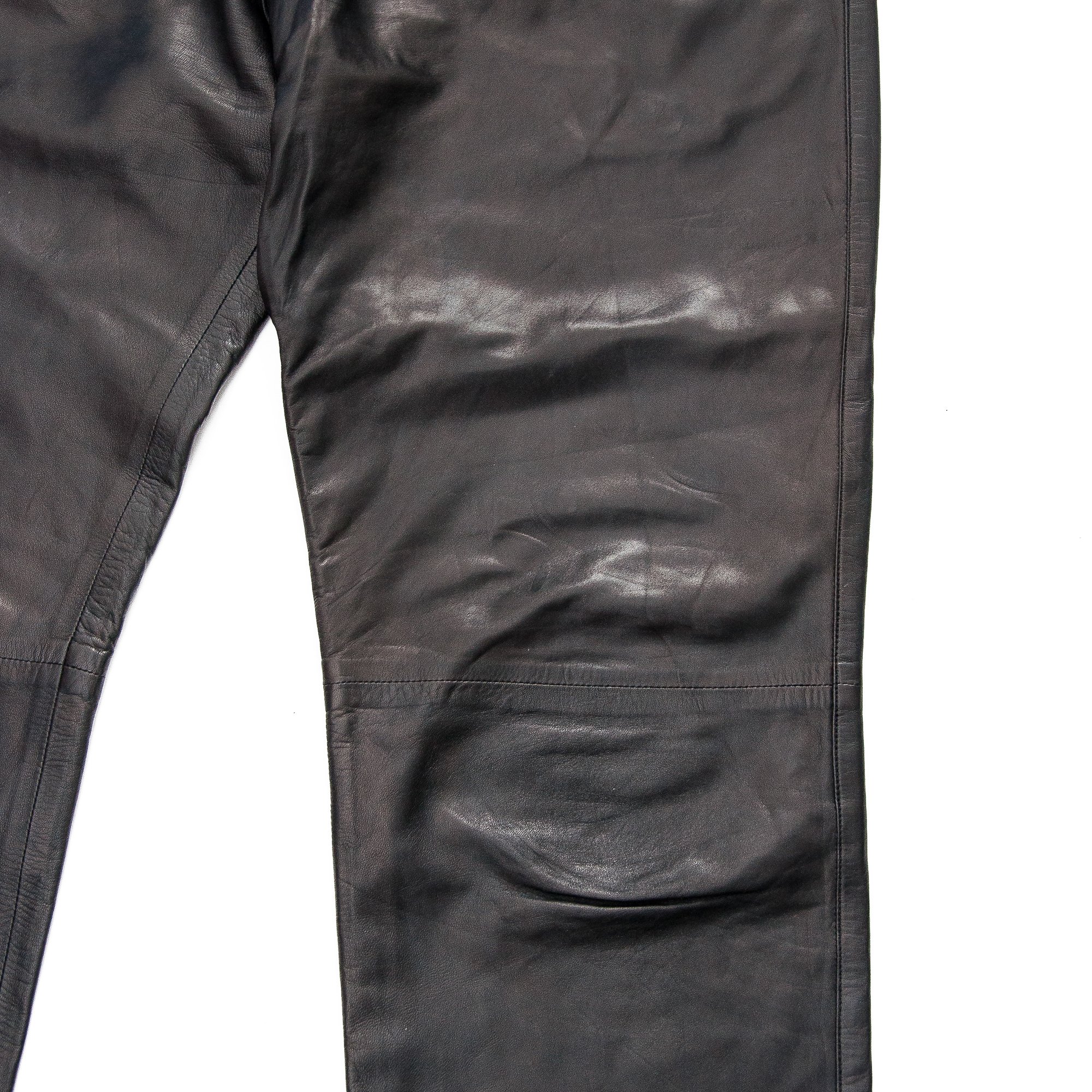 Image of Gianni Versace Men's Black Leather Trousers 