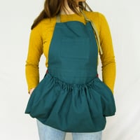 Image 3 of Garden Apron with Specialist Pockets and Gathering Pouch Feature. Blue/Green Canvas. 26:1