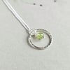 Peridot silver circle Necklace