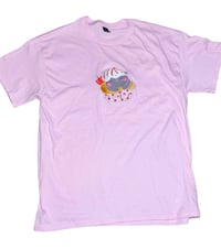 Image 2 of Women’s pink cupcake cat embroidered t shirt