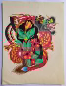 Image of vintage 1970s original black dragon irezumi biker 1%er tattoo flash houston 11x14