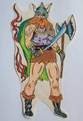 Image of original vintage 1960s unknown viking biker 1%er tattoo flash cut FL MA 4x8"