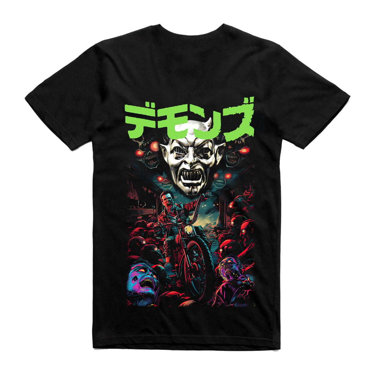 Demons Japanese Title with Motorcycle Man - Iconic Horror Movie T-Shirt ...